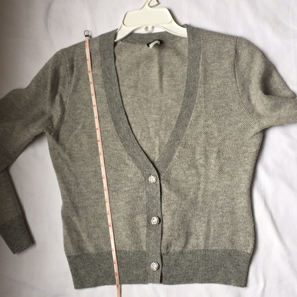J Crew Crystal Button Bird’s Eye Cardigan - Picture 4 of 6